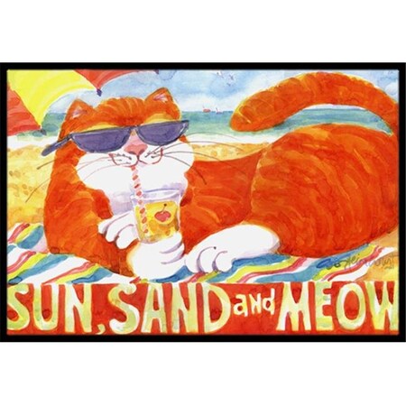 Carolines Treasures Carolines Treasures 6050JMAT 24 x 36 in. Orange Tabby at the beach Indoor Or Outdoor Mat 6050JMAT